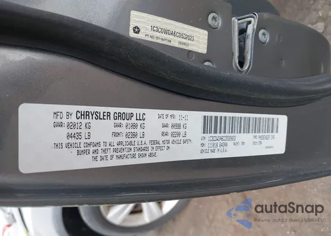 2012 Dodge Caliber Sxt из США, поврежденный, VIN 1C3CDWDA6CD532023